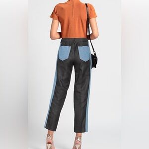 Steve J & Yoni P Korean designed casual pants. Houndstooth print, brown, denim.